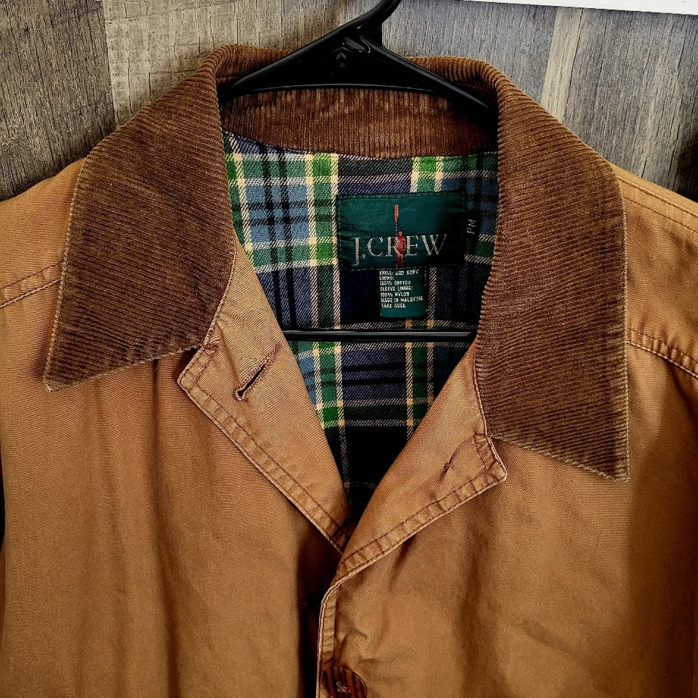 Vintage J. Crew Men's Tan   Barn Jacket,Cordarory Colar, Flannel Lining Size M - Picture 4 of 4